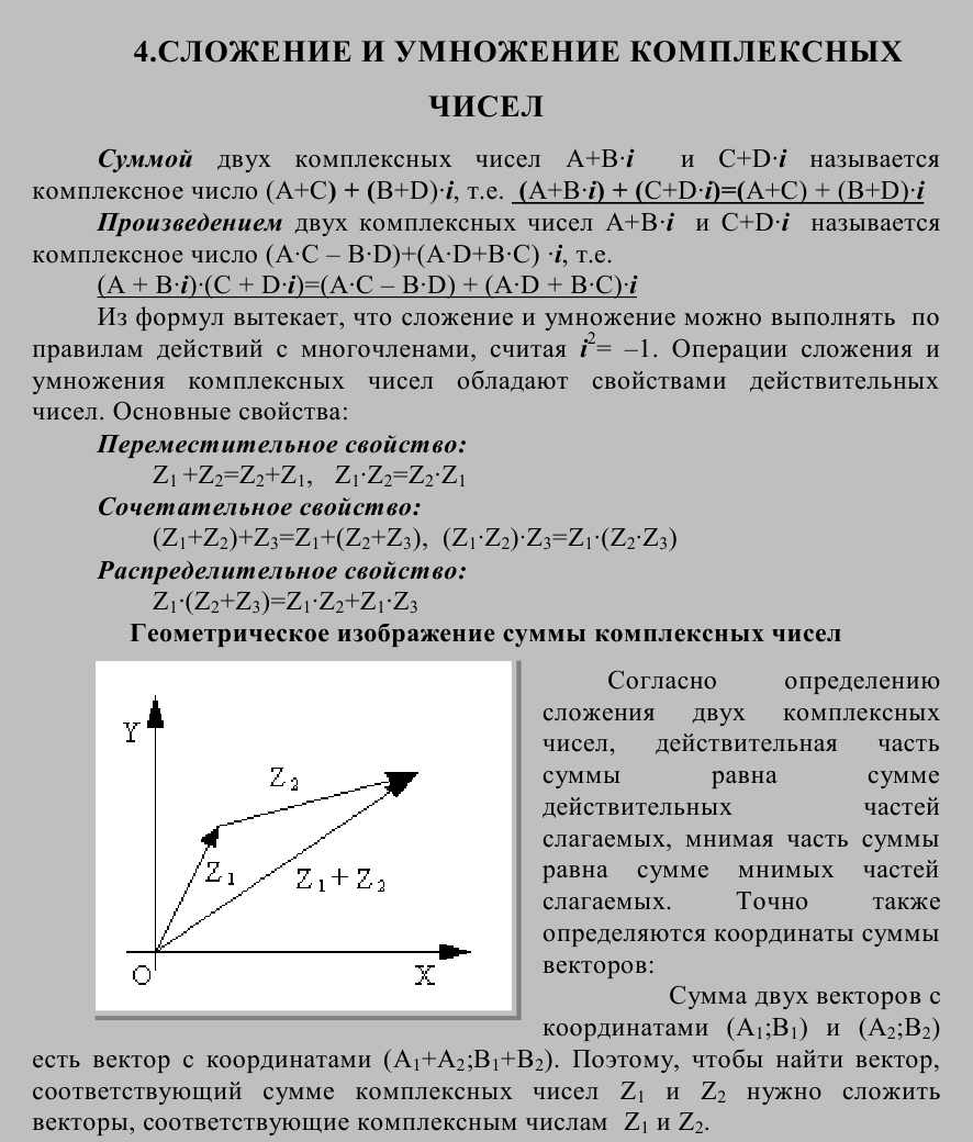 Теория множест - Сложение и умножение комплексных чисел